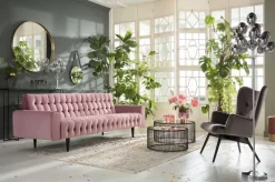 Sofy*KARE Design Sofa Milchbar 223x83 Cm Welwetowy Róż