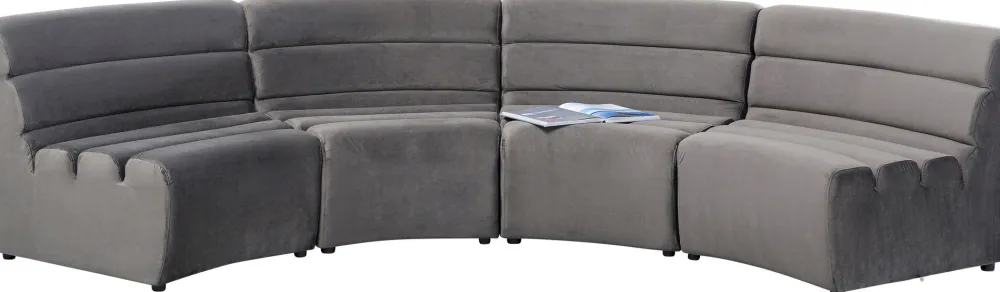 Sofy Modułowe*KARE Design Sofa Modułowa 1 Element Zaokrąglona Welurowa Szara 109 Cm