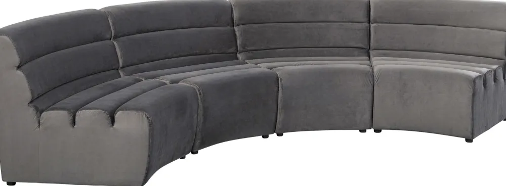 Sofy Modułowe*KARE Design Sofa Modułowa 1 Element Zaokrąglona Welurowa Szara 109 Cm