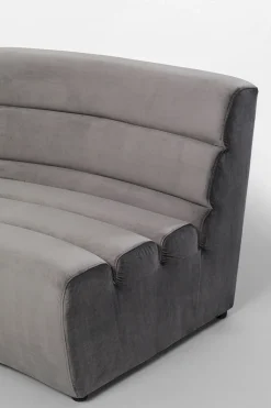 Sofy Modułowe*KARE Design Sofa Modułowa 1 Element Zaokrąglona Welurowa Szara 109 Cm