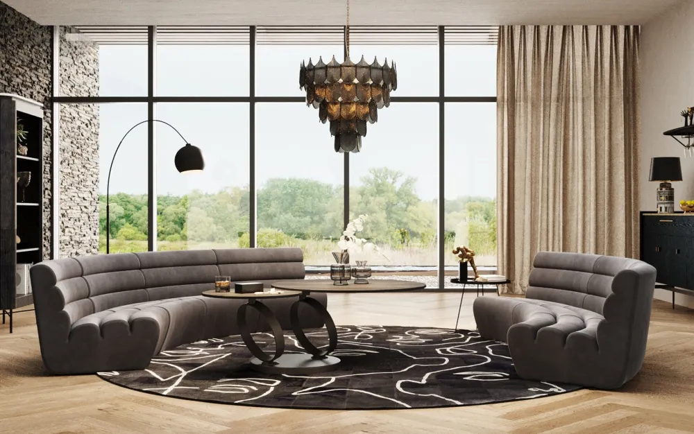 Sofy Modułowe*KARE Design Sofa Modułowa 1 Element Zaokrąglona Welurowa Szara 109 Cm