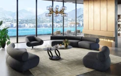Sofy Modułowe*KARE Design Sofa - Moduł Zaokrąglony Tapicerka Szaroniebieska 145 Cm