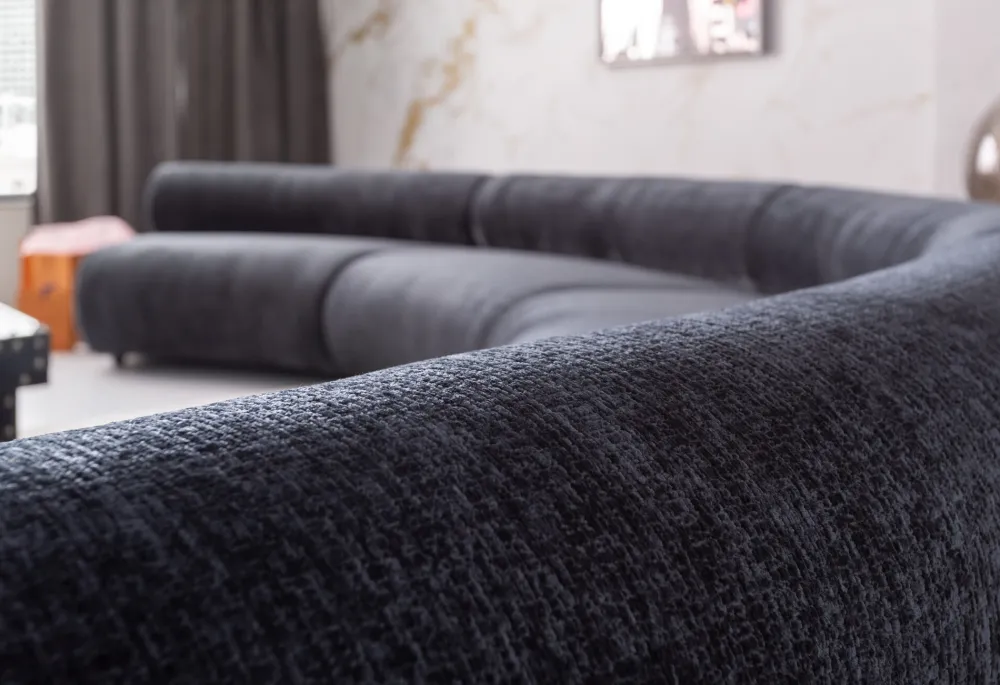 Sofy Modułowe*KARE Design Sofa - Moduł Zaokrąglony Tapicerka Szaroniebieska 145 Cm