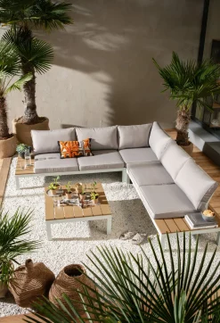Sofy*KARE Design Sofa Ogrodowa Ze Stolikiem Holiday White 242x242 Cm