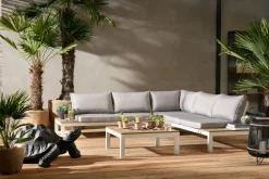 Sofy*KARE Design Sofa Ogrodowa Ze Stolikiem Holiday White 242x242 Cm