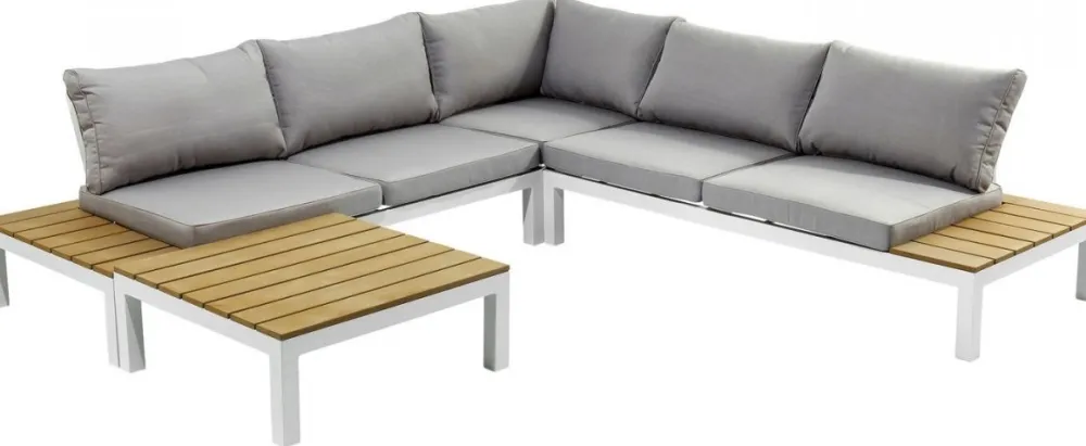 Sofy*KARE Design Sofa Ogrodowa Ze Stolikiem Holiday White 242x242 Cm
