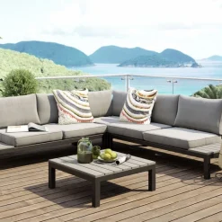 Sofy*KARE Design Sofa Ogrodowa Ze Stolikiem Holiday Black 242x242 Cm