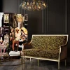 Sofy*KARE Design Sofa 2-os. Glamour Do Salonu Panterka Rama Złota 135 Cm
