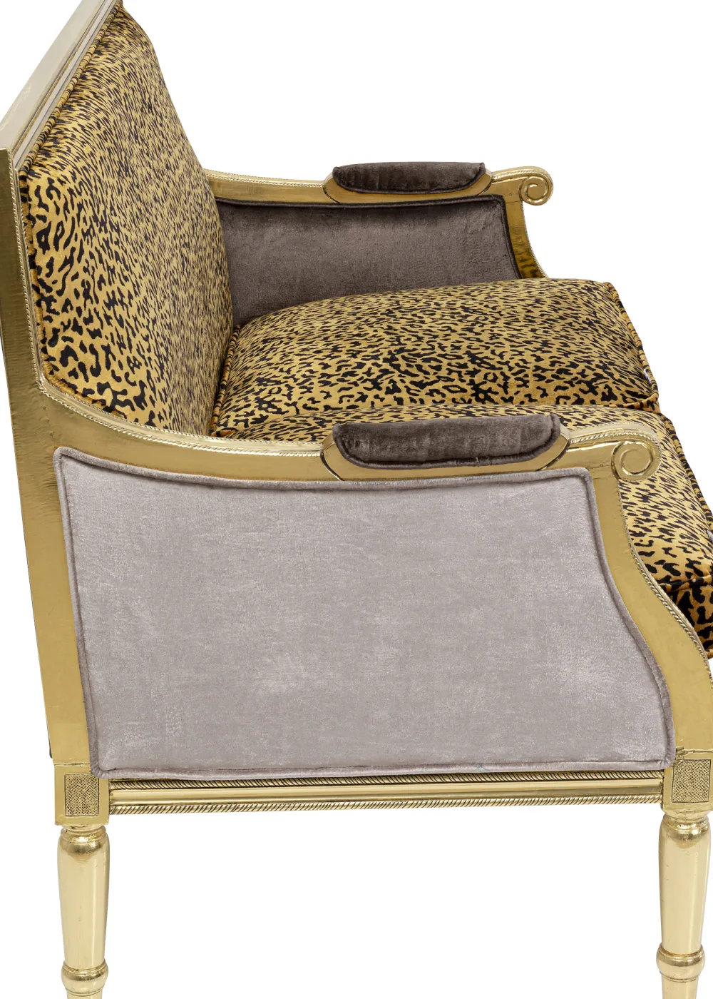 Sofy*KARE Design Sofa 2-os. Glamour Do Salonu Panterka Rama Złota 135 Cm