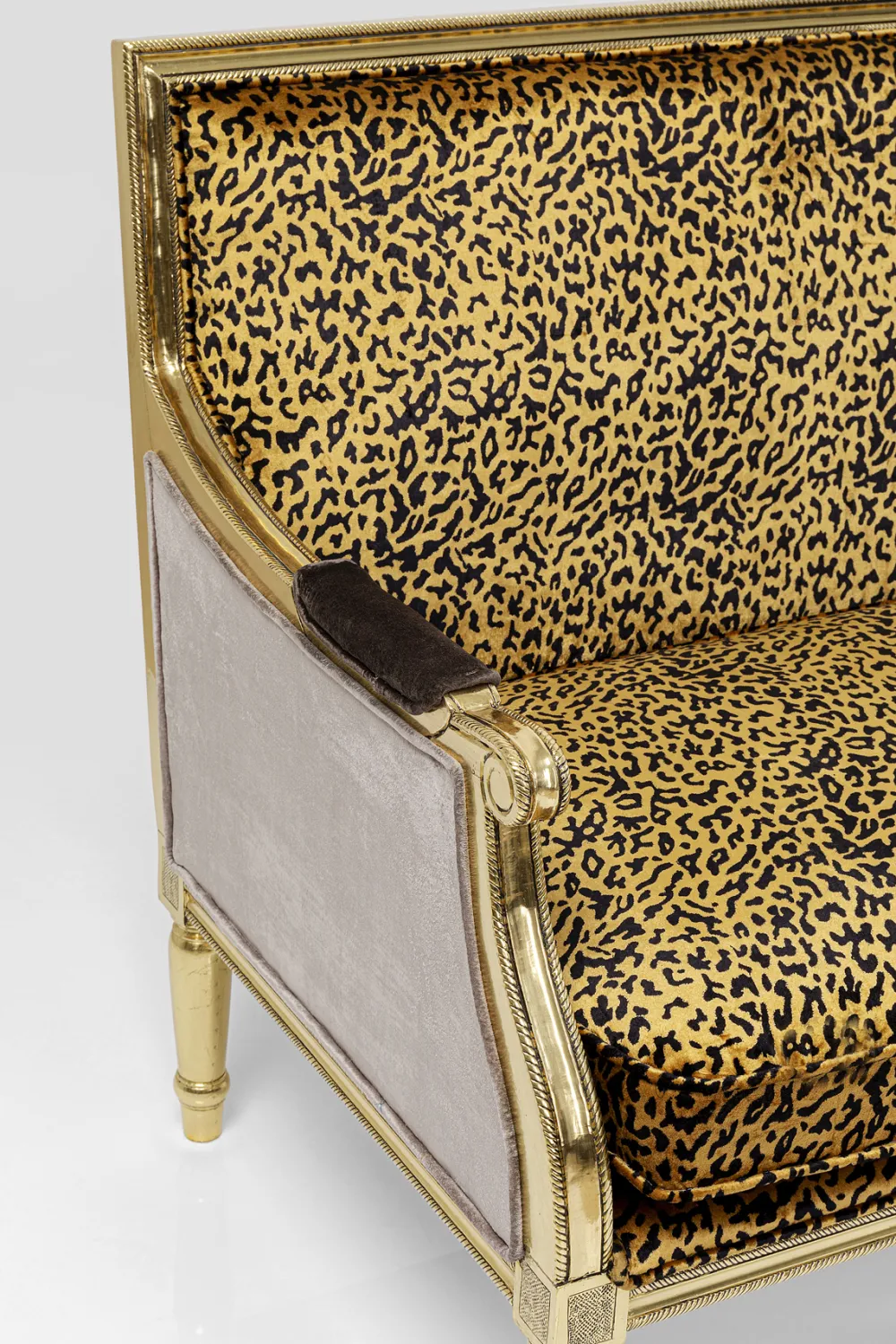 Sofy*KARE Design Sofa 2-os. Glamour Do Salonu Panterka Rama Złota 135 Cm