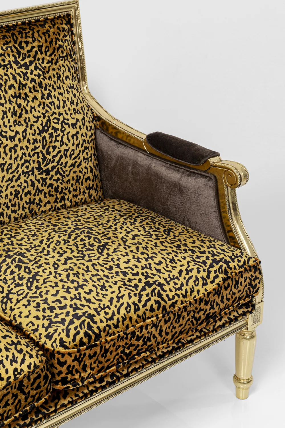 Sofy*KARE Design Sofa 2-os. Glamour Do Salonu Panterka Rama Złota 135 Cm