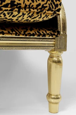 Sofy*KARE Design Sofa 2-os. Glamour Do Salonu Panterka Rama Złota 135 Cm