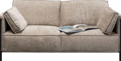 Sofy*KARE Design Sofa 2-osobowa Beżowa Tkanina Szenilowa Nogi Czarne 178 Cm