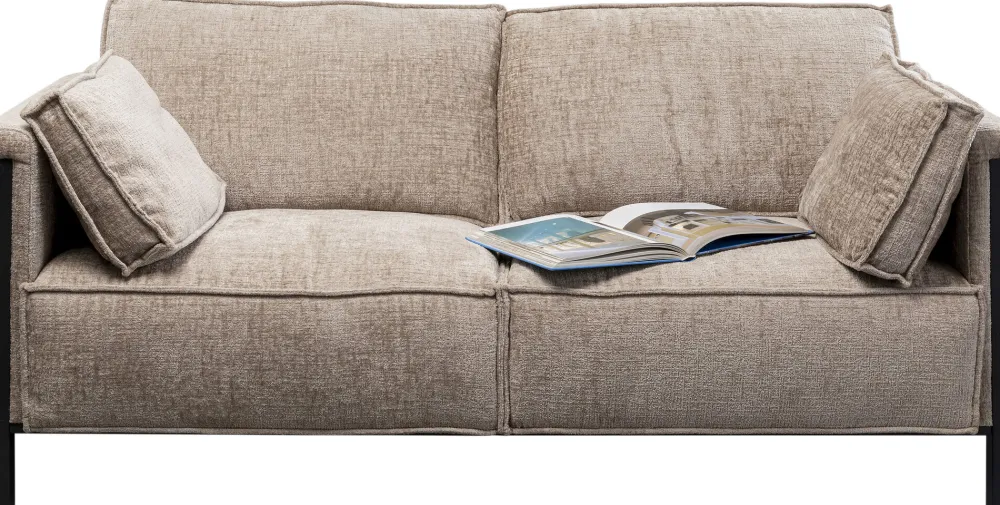 Sofy*KARE Design Sofa 2-osobowa Beżowa Tkanina Szenilowa Nogi Czarne 178 Cm