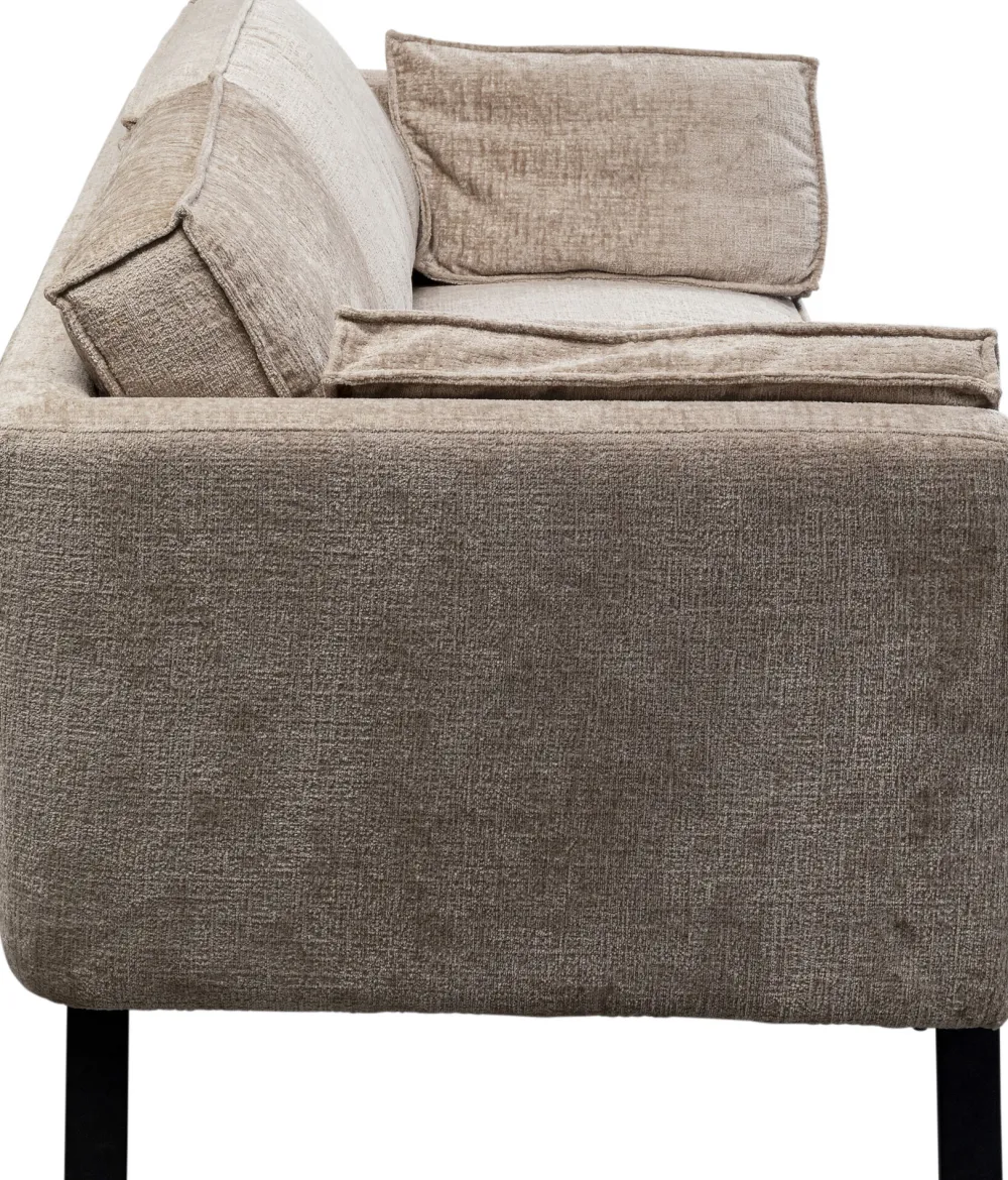 Sofy*KARE Design Sofa 2-osobowa Beżowa Tkanina Szenilowa Nogi Czarne 178 Cm