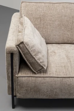 Sofy*KARE Design Sofa 2-osobowa Beżowa Tkanina Szenilowa Nogi Czarne 178 Cm