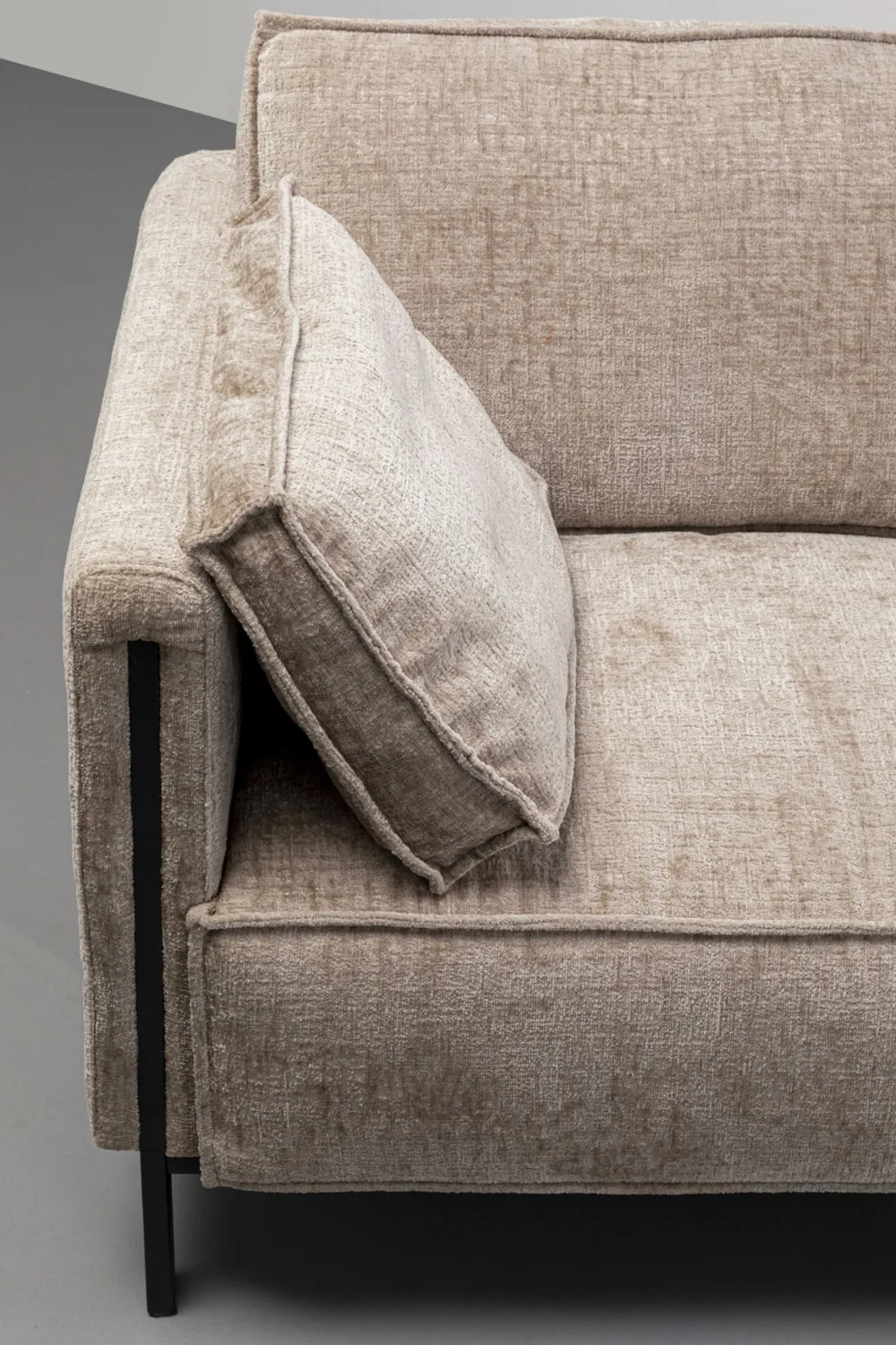 Sofy*KARE Design Sofa 2-osobowa Beżowa Tkanina Szenilowa Nogi Czarne 178 Cm