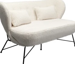 Sofy*KARE Design Sofa 2-osobowa Biała Boucle Nogi Czarne Stalowe 139 Cm