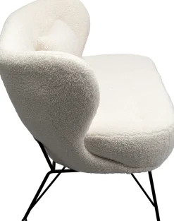Sofy*KARE Design Sofa 2-osobowa Biała Boucle Nogi Czarne Stalowe 139 Cm