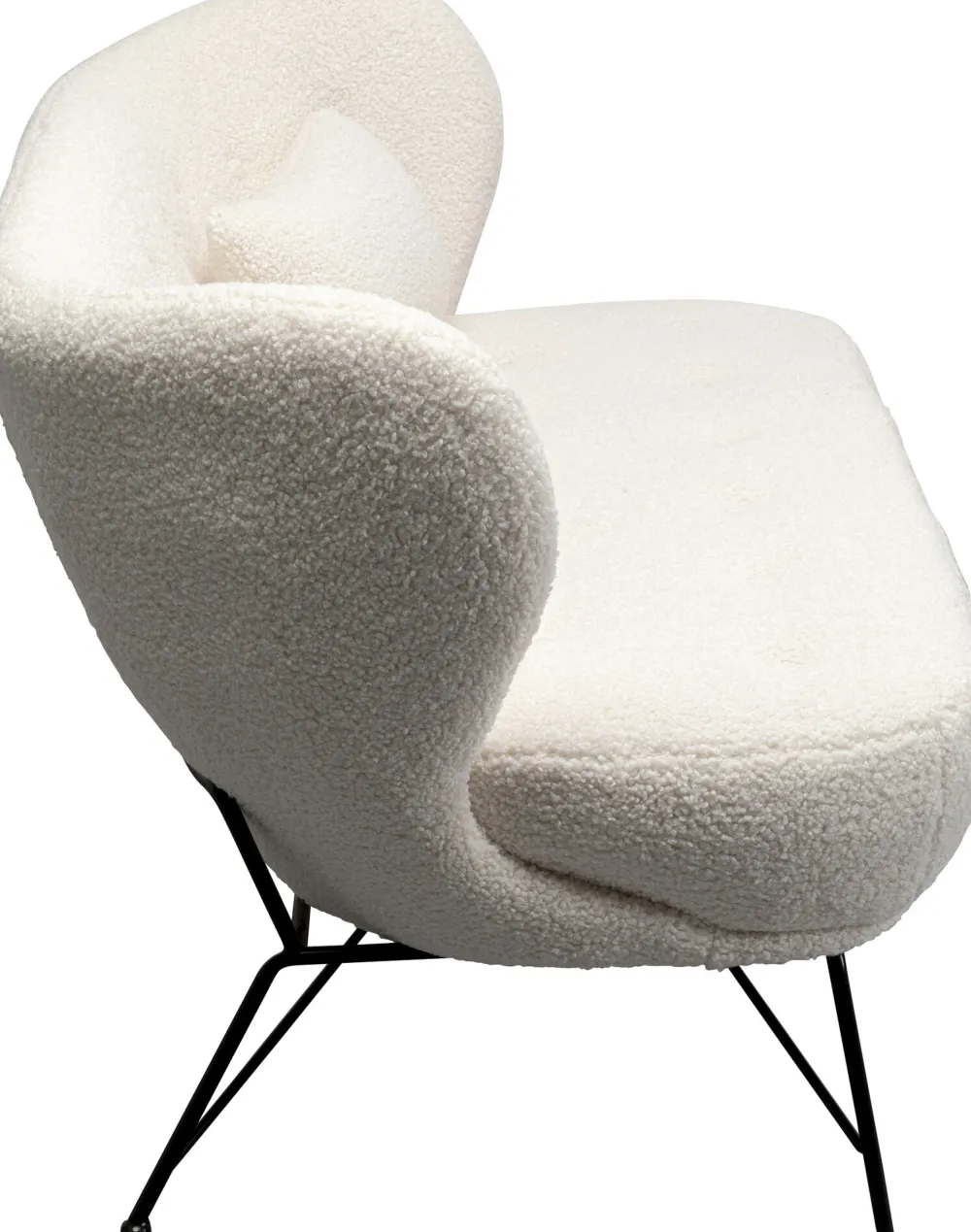 Sofy*KARE Design Sofa 2-osobowa Biała Boucle Nogi Czarne Stalowe 139 Cm