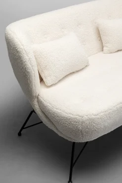 Sofy*KARE Design Sofa 2-osobowa Biała Boucle Nogi Czarne Stalowe 139 Cm