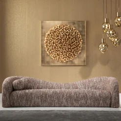 Sofy*KARE Design Sofa 3-osobowa Brązowa Tkanina Melanżowa 261 Cm Organiczne Kształy