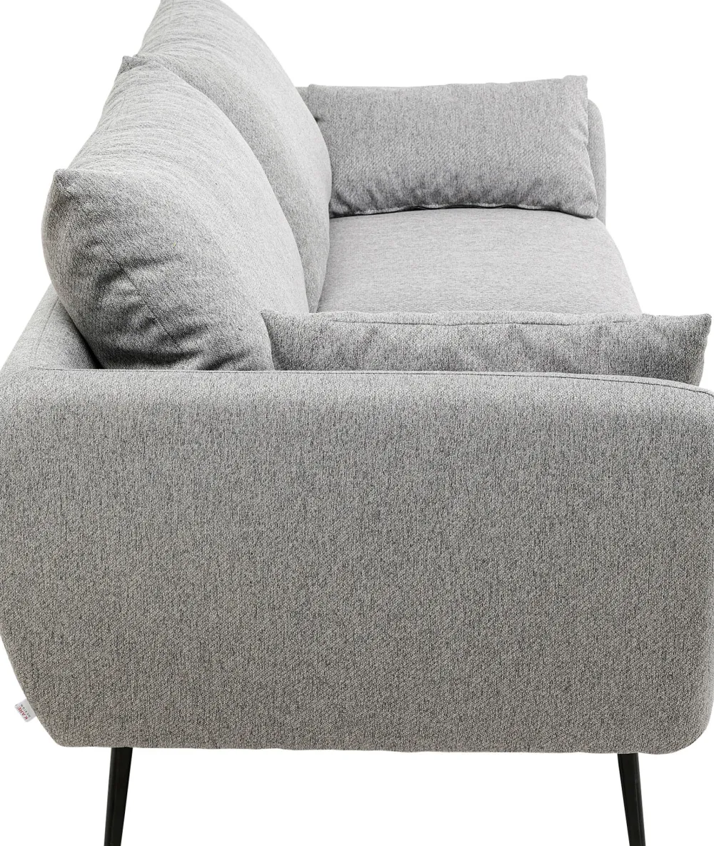 Sofy*KARE Design Sofa 3-osobowa 219 Cm Tapicerowana Szara Nogi Czarne