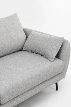 Sofy*KARE Design Sofa 3-osobowa 219 Cm Tapicerowana Szara Nogi Czarne