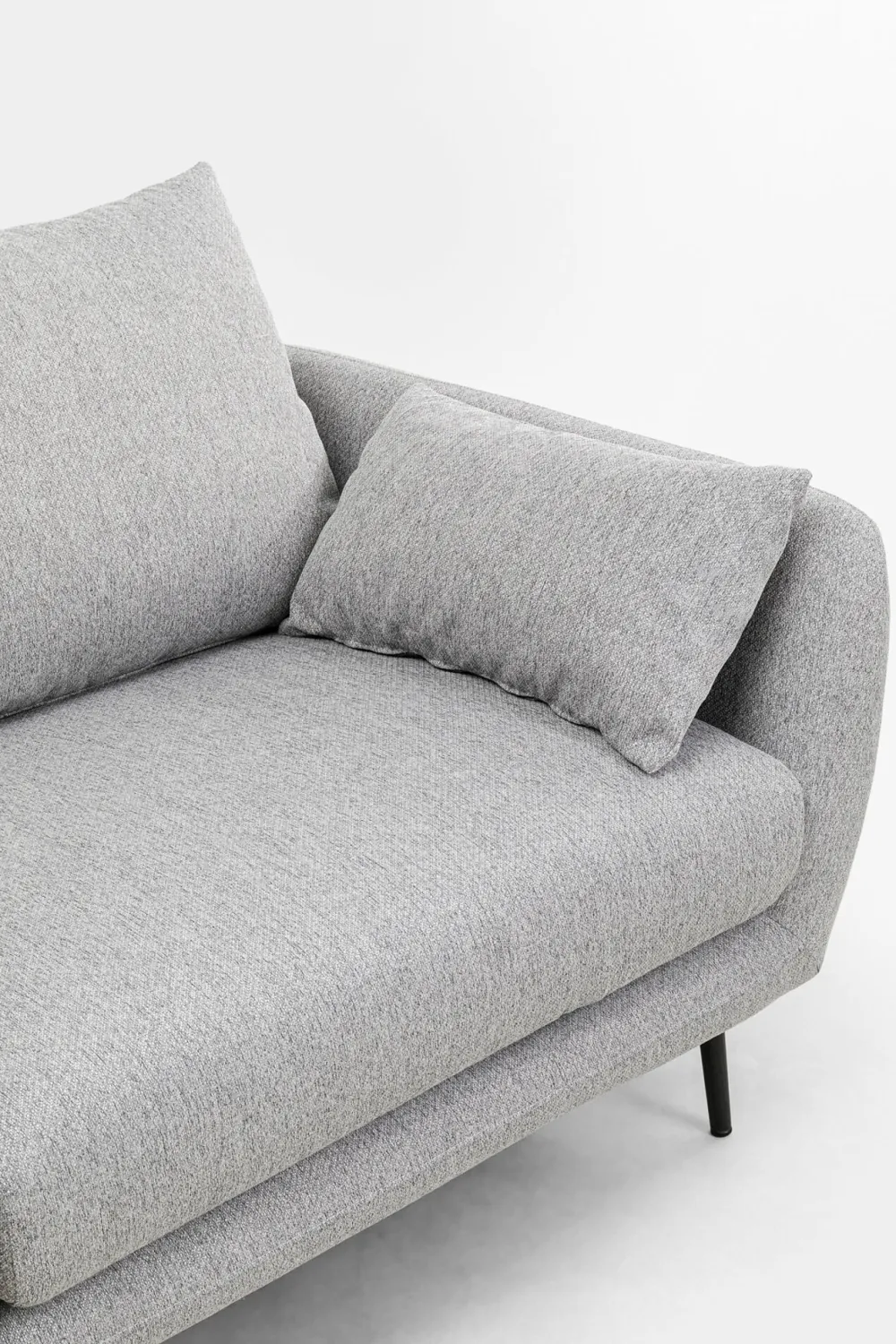 Sofy*KARE Design Sofa 3-osobowa 219 Cm Tapicerowana Szara Nogi Czarne