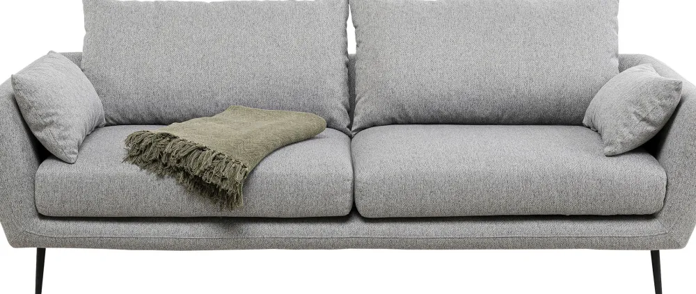Sofy*KARE Design Sofa 3-osobowa 219 Cm Tapicerowana Szara Nogi Czarne