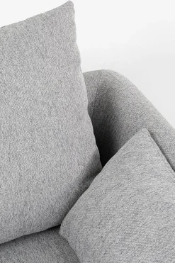 Sofy*KARE Design Sofa 3-osobowa 219 Cm Tapicerowana Szara Nogi Czarne