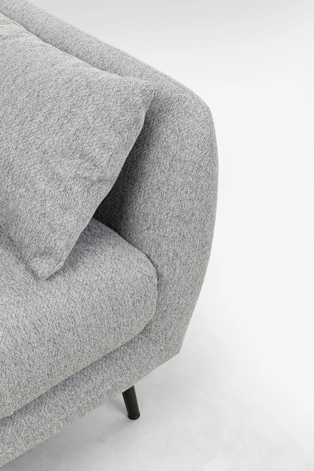 Sofy*KARE Design Sofa 3-osobowa 219 Cm Tapicerowana Szara Nogi Czarne