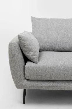 Sofy*KARE Design Sofa 3-osobowa 219 Cm Tapicerowana Szara Nogi Czarne