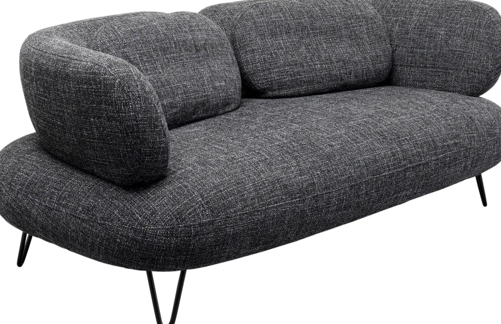 Sofy*KARE Design Sofa 2-osobowa Czarna Tkanina Melanżowa 182 Cm