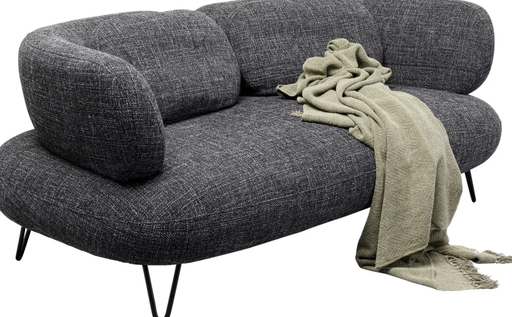 Sofy*KARE Design Sofa 2-osobowa Czarna Tkanina Melanżowa 182 Cm