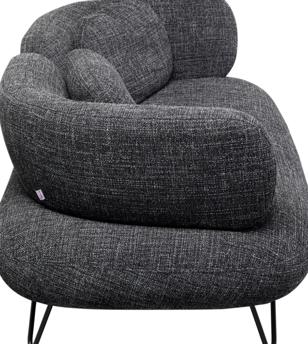 Sofy*KARE Design Sofa 2-osobowa Czarna Tkanina Melanżowa 182 Cm