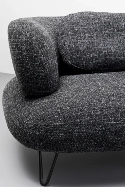 Sofy*KARE Design Sofa 2-osobowa Czarna Tkanina Melanżowa 182 Cm