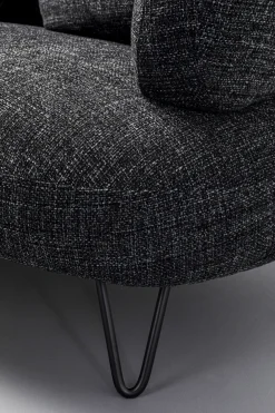 Sofy*KARE Design Sofa 2-osobowa Czarna Tkanina Melanżowa 182 Cm