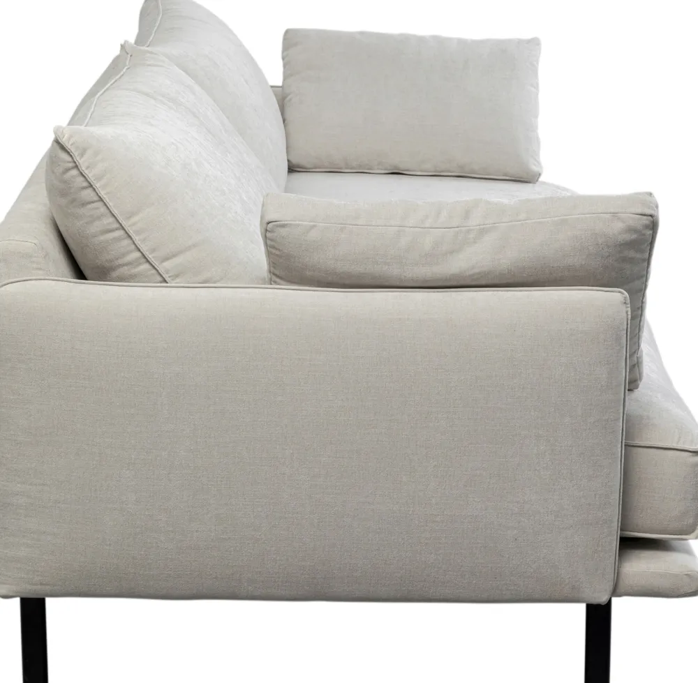 Sofy*KARE Design Sofa 3-osobowa Do Salonu Kremowa Z Czarnymi Stalowymi Nogami 245 Cm