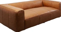 Sofy*KARE Design Sofa 3-osobowa Jasnobrązowa Ekskluzywna Skóra Semianilinowa 220 Cm