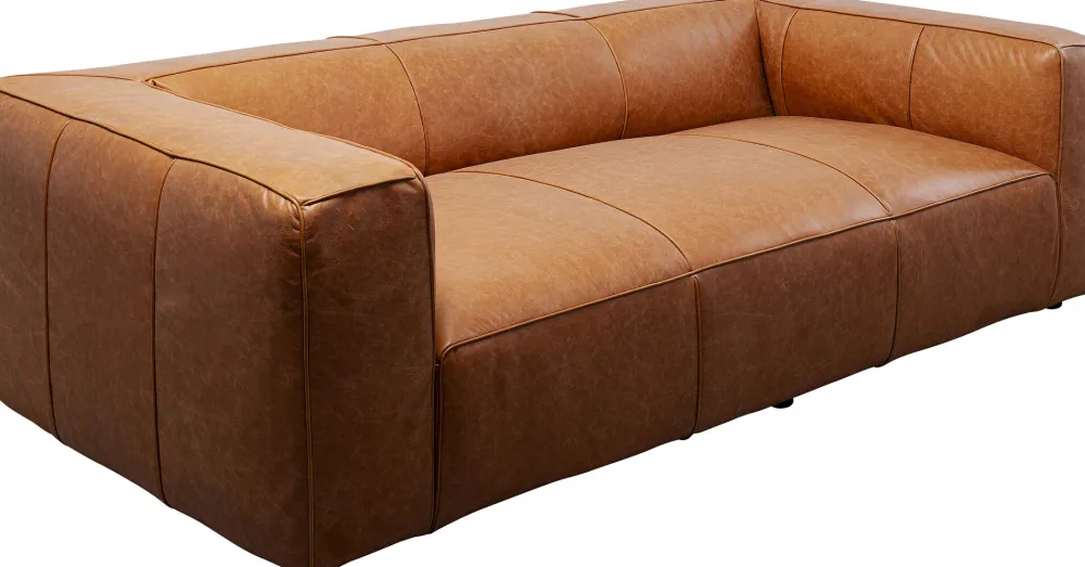 Sofy*KARE Design Sofa 3-osobowa Jasnobrązowa Ekskluzywna Skóra Semianilinowa 220 Cm