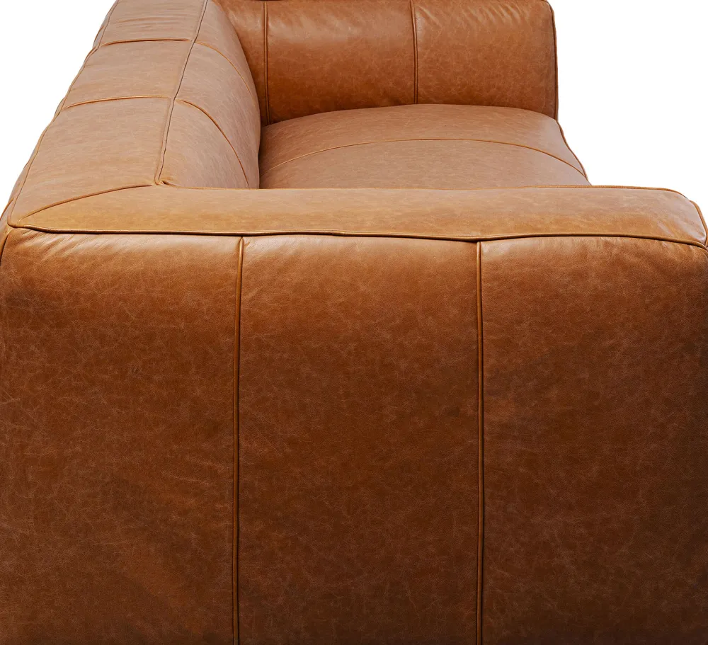 Sofy*KARE Design Sofa 3-osobowa Jasnobrązowa Ekskluzywna Skóra Semianilinowa 220 Cm