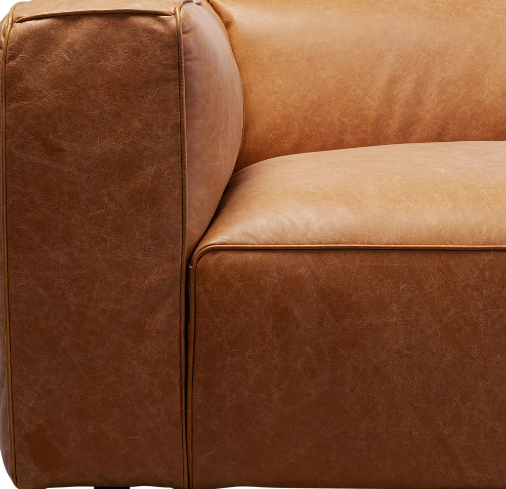 Sofy*KARE Design Sofa 3-osobowa Jasnobrązowa Ekskluzywna Skóra Semianilinowa 220 Cm