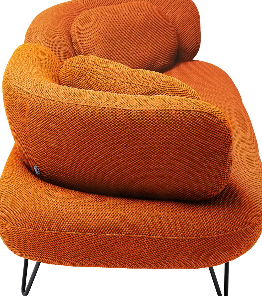 Sofy*KARE Design Sofa 2-osobowa Nowoczesna Tapicerka Pomarańczowa Nogi Czarne 182 Cm