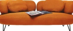 Sofy*KARE Design Sofa 2-osobowa Nowoczesna Tapicerka Pomarańczowa Nogi Czarne 182 Cm
