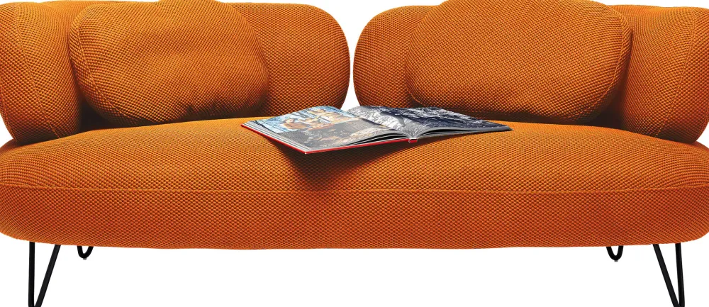 Sofy*KARE Design Sofa 2-osobowa Nowoczesna Tapicerka Pomarańczowa Nogi Czarne 182 Cm