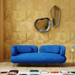 Sofy*KARE Design Sofa 2-osobowa Nowoczesna Tapicerka Niebieska Nogi Czarne 182 Cm