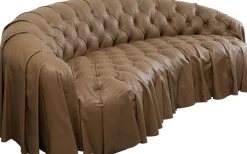 Sofy*KARE Design Sofa 3-osobowa Pikowana Brązowa Skóra Semianilinowa 226 Cm