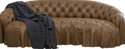 Sofy*KARE Design Sofa 3-osobowa Pikowana Brązowa Skóra Semianilinowa 226 Cm