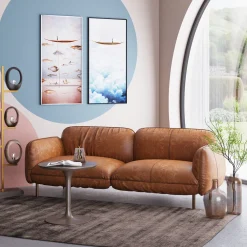 Sofy*KARE Design Sofa 3-osobowa Skóra Semianilinowa Brązowa 226 Cm